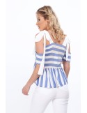 Blaue Bluse mit nackten Schultern für den täglichen Gebrauch MP28169 – Online-Shop – Boutique